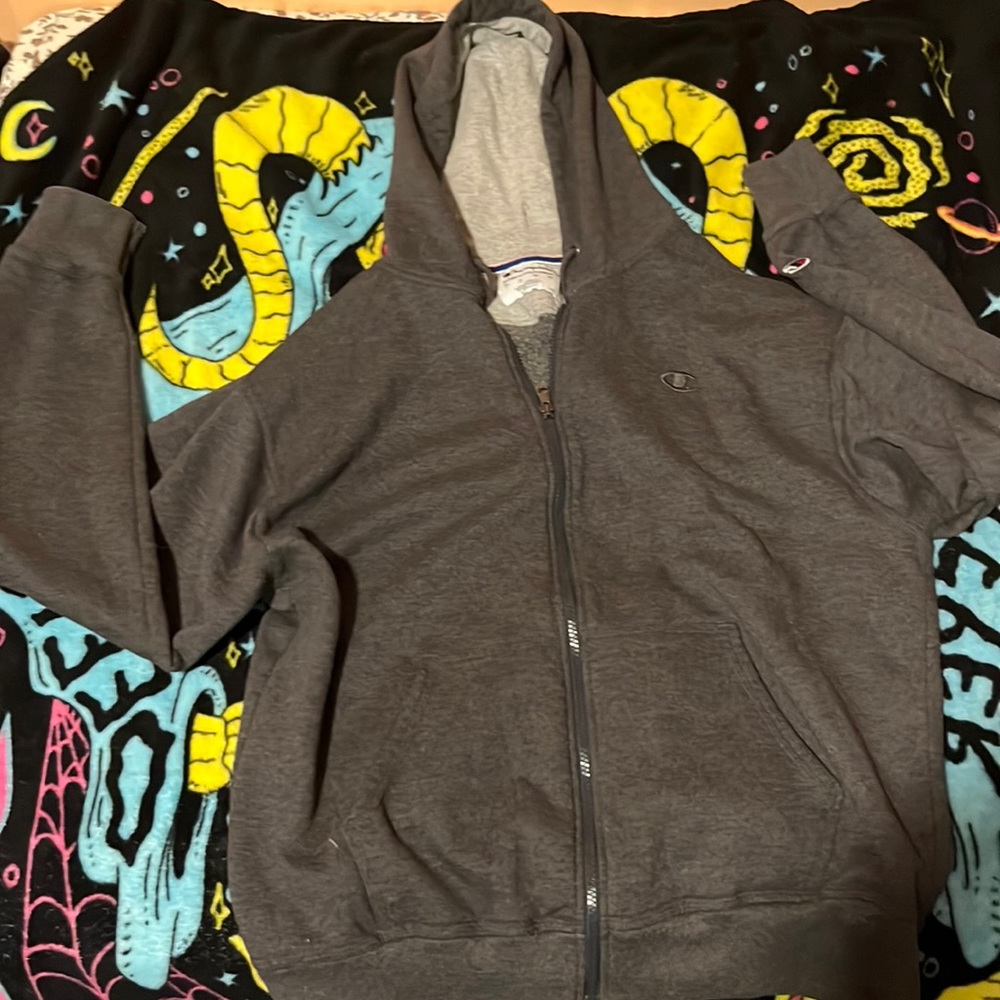 Grey champion zip up hoodie